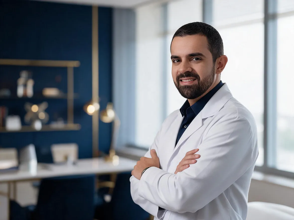 Dr. Carlos Humberto da Silva Júnior em seu consultório em Uberlândia
